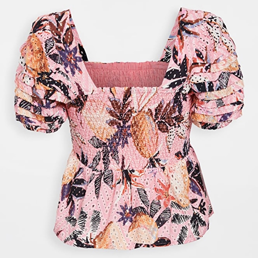 NWT Farm Rio Pineapple Peplum Top Size XS